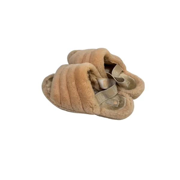 UGG Fluff Yeah Slide Peach Tan Sheepskin Slingback Slipper 1095119 Womens 9 - Image 4
