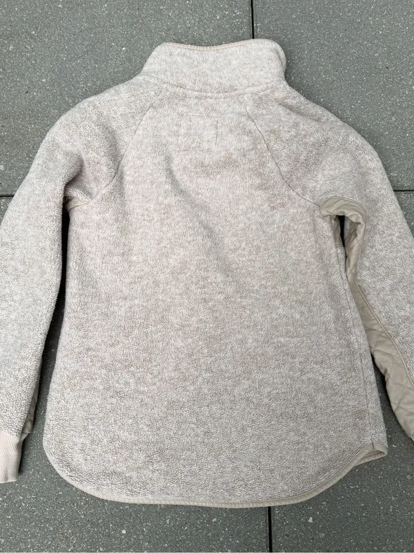 Abercrombie & Fitch Sherpa Quilted Pullover Jacket Beige Small - Image 3