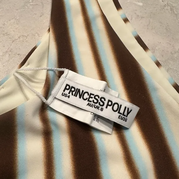 Princess Polly Edita brown and light blue diagonal striped cheeky bikini bottoms in a US 4 - Image 3