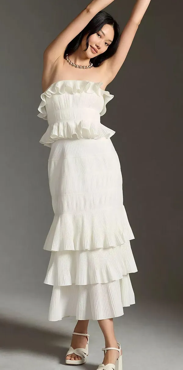 Anthropologie Let Me Be Strapless Tiered Ruffled Dress - Image 4