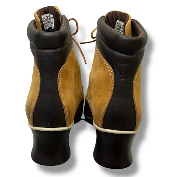 Timberland VTG Y2K wheat genuine leather lace up square toe wedge boots sz 8 - Image 7
