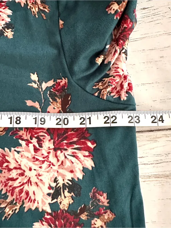 Maurices Mock Neck Dress XXL Green Floral Knit Pockets Long Sleeve Stretchy New - Image 9