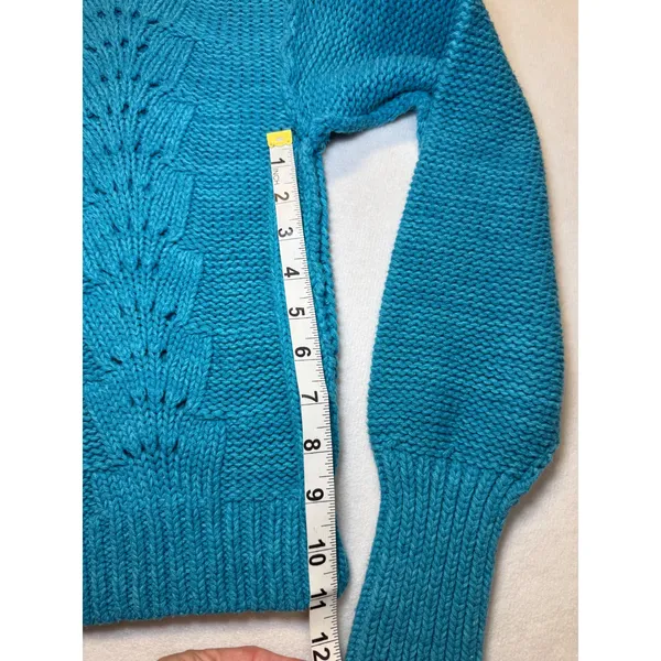 Free People Blue Cable Knit Cropped Sweater Size S‎ - Image 5