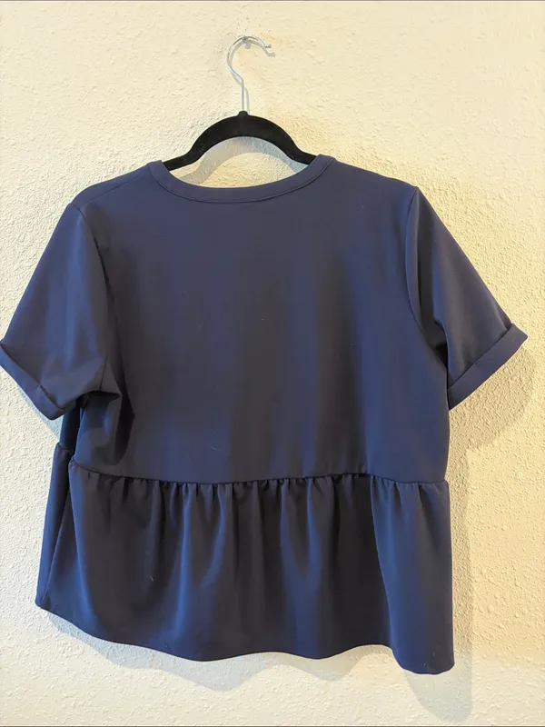 Ann Taylor Navy Lace-Up Peplum Blouse - Image 4