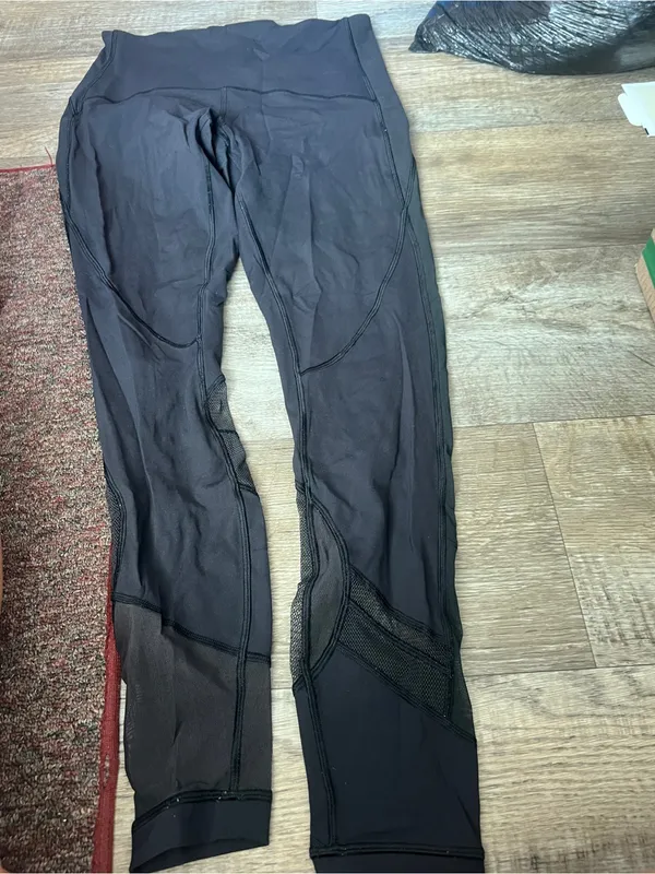 Lululemon Black Mesh-Panel High-Waist Leggings - Image 5