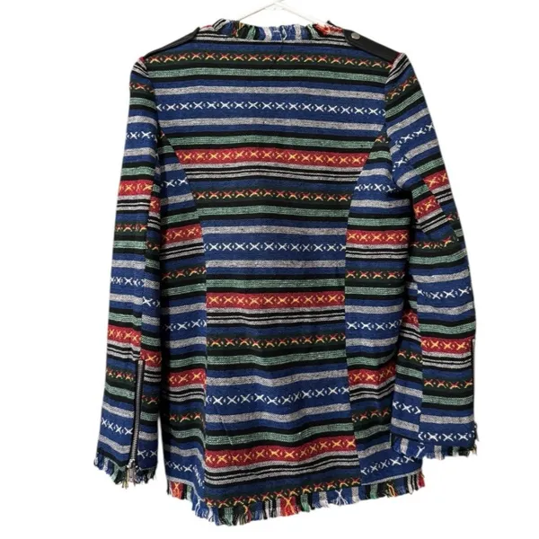 Priina Women Size Large Aztec Western‎ Country Zip Pockets Fringe Full Zip Artsy - Image 2