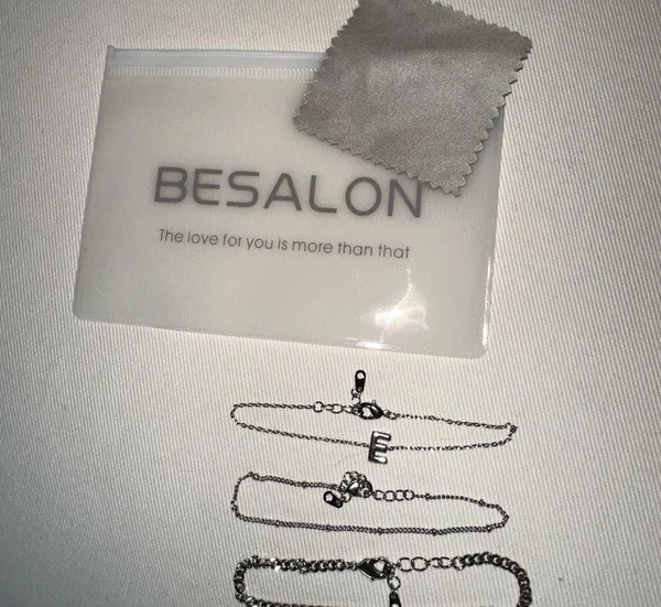 letter e silver bracelet set - Image 2