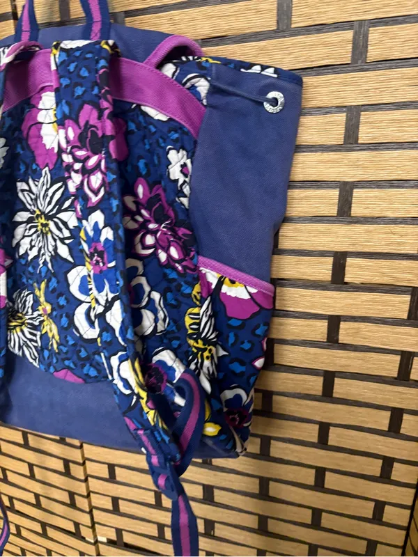 Vera Bradley Purple And Navy Backpack - Image 3
