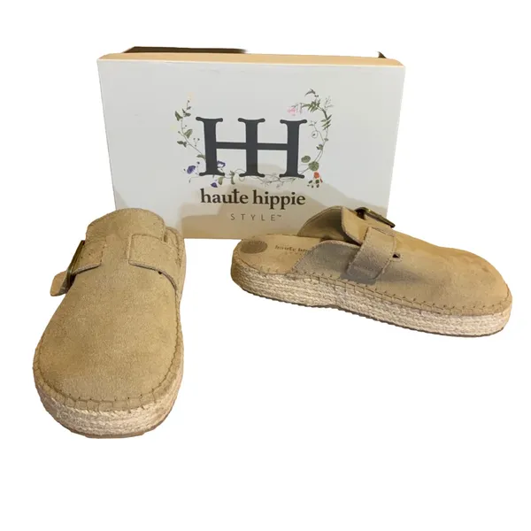 Haute Hippie "Biscuit" Beige "Aria" Suede Clogs With Box (6) - Image 8