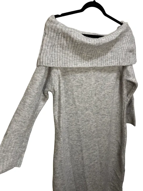 Daily Practice Off-Shoulder Foldover Midi Sweater Dress - Light Gray 1X NWT - Image 6