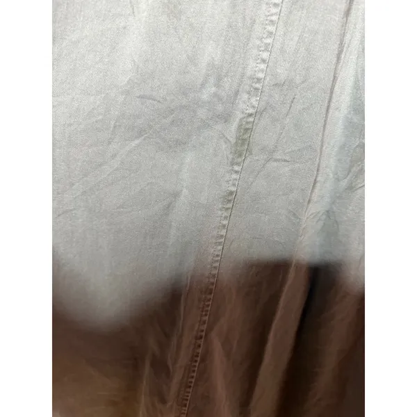 One‎ World Maxi Dress Women Medium Green Vintage Button Side Cross Back Cotton - Image 6