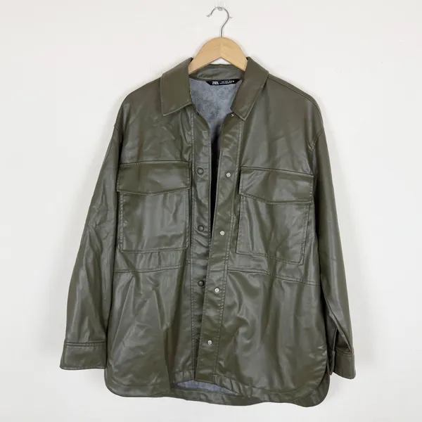Zara FAUX LEATHER OVERSHIRT - Image 2
