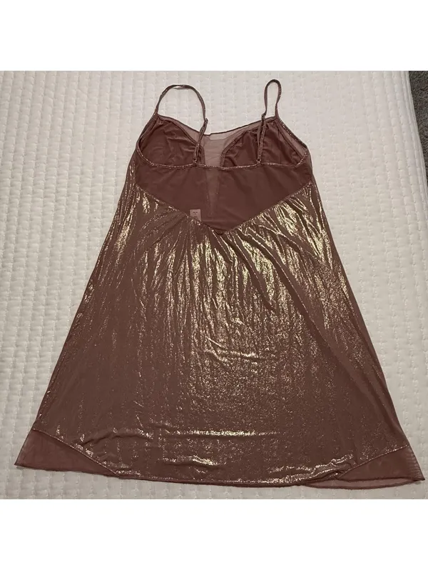 Victoria’s Secret Mauve Pink Rose Gold Shimmer Sz M Medium Nightie Slip Lingerie - Image 13