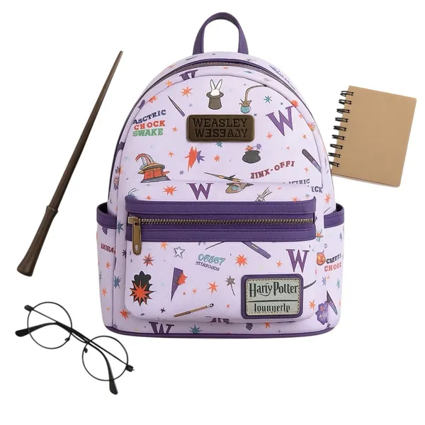 Loungefly Harry Potter Weasleys Wizard Wheezes Mini Backpack Purple Rare 11x10” - Image 2