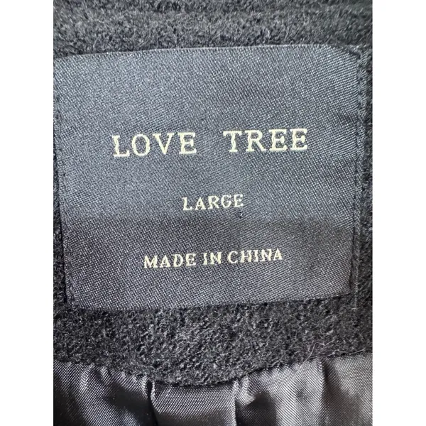 Love Tree Faux Fur Trim Biker Jacket Women Large Black‎ Moto Asymmetrical Zip - Image 3