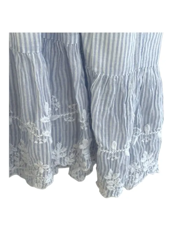 Joie ミ Floral Embroidery Lace Spaghetti Strap Sundress ミ Blue White Stripe ミ S - Image 14