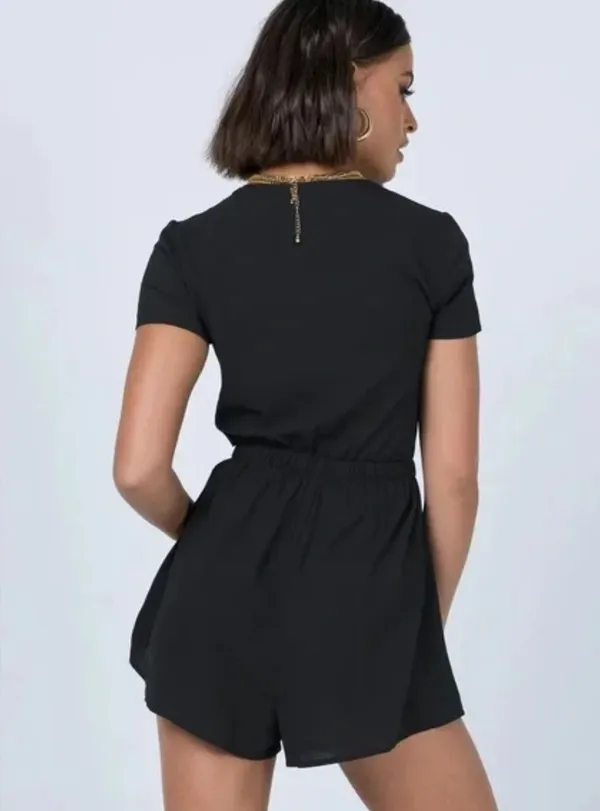Princess Polly Black Romper Tie Front - Image 2