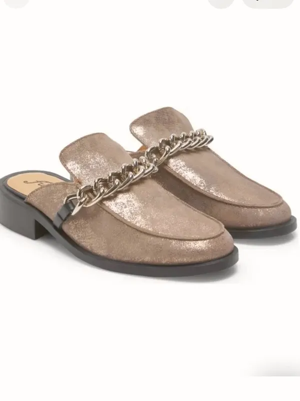 EUC Free People Leather Vida Mules Metallic Hold Size 9.5 - Image 2