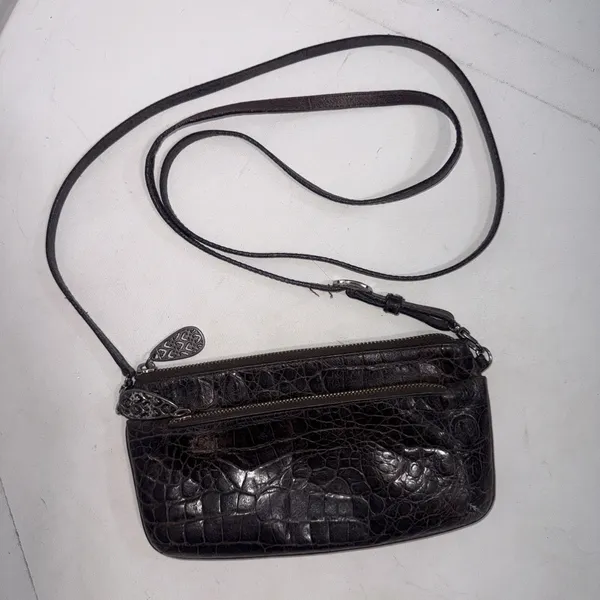Vintage Y2K 90s Brighton Crocodile Leather Croc Wallet Organizer Crossbody Purse - Image 10