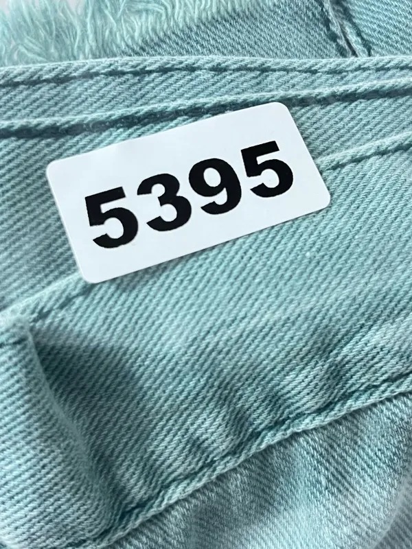 Free People Size 26 Green / Blue Denim Cutoff Shorts - Image 7