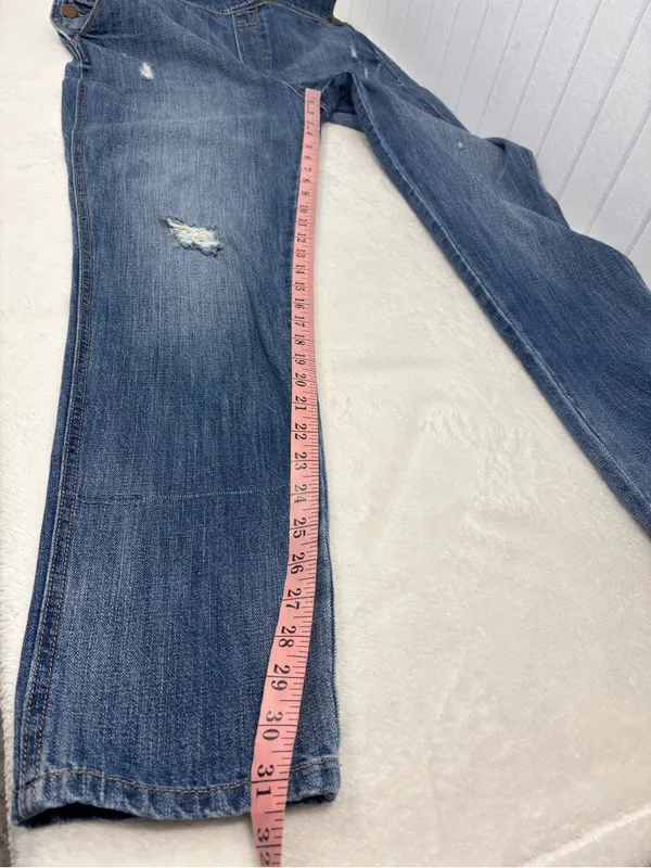 Ann Taylor Loft Distressed Blue Jean Denim Overalls Size L - Image 10