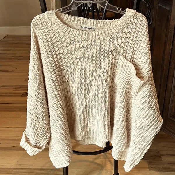 Chunky Knit Sweater Roomy Comfy Crochet Womens One Size - Image 8
