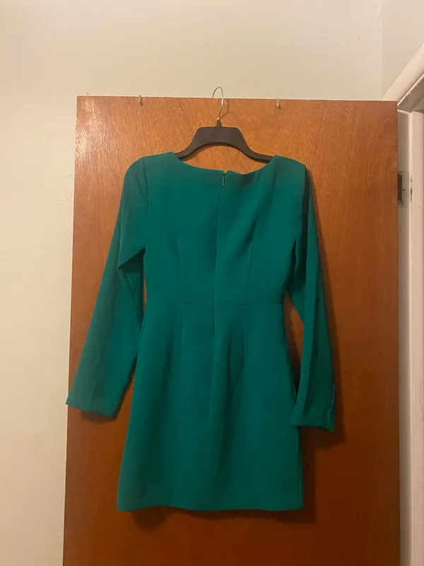 MNG Women's Green Long-Sleeve Square-Neck Dress. XS - Image 2