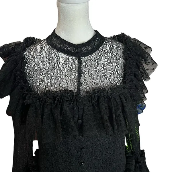Sandra Mansour x H&M Black Tulle Lace Mini Dress Gothic Large L - Image 9