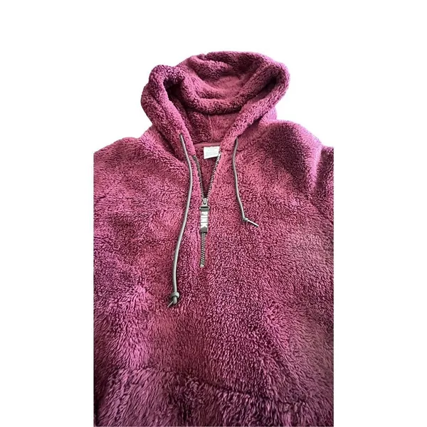 PINK - Victoria's Secret PINK Maroon Fuzzy Sherpa Pullover size M - Image 2