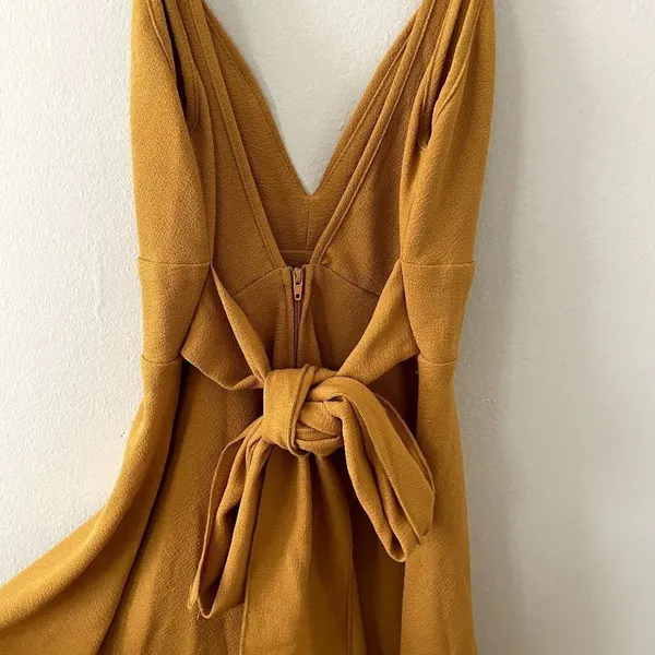 Windsor‎ yellow v-neck plunge dress miniskirt bow detail summer sundress party - Image 4