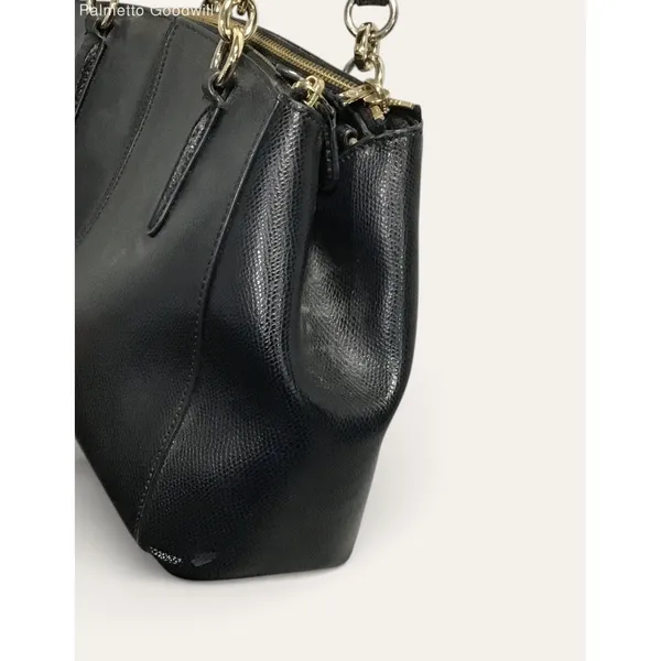 Coach Large Christie Carryall Black Crossgrain Leather Satchel Shoulder Bag Gold - Image 5