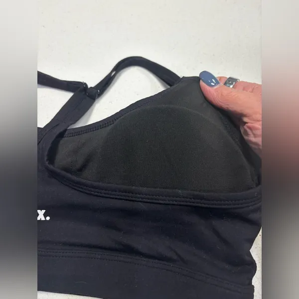 STAX. Black Strappy Crop‎ Sports Bra Size Small Padded Adjustable Straps - Image 5