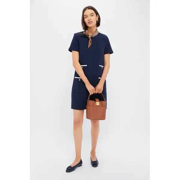 NWT Tuckernuck Francoise Dress Small Navy Knit Shift Old Money‎ Preppy Classic - Image 14