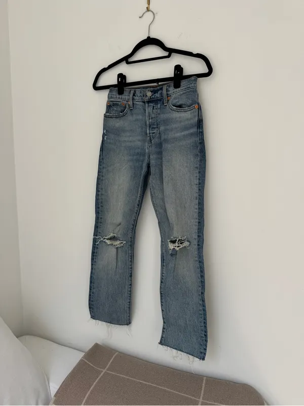 Levi’s Light Blue Distressed Straight-Leg Jeans - Image 2