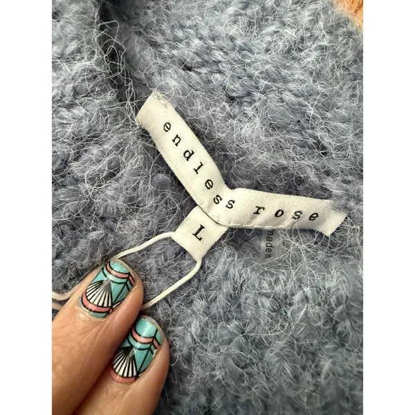 Endless rose Size L NWT BLUE CHUNKY WOOL KNIT DETAILED SWEATER $100‎ - Image 9
