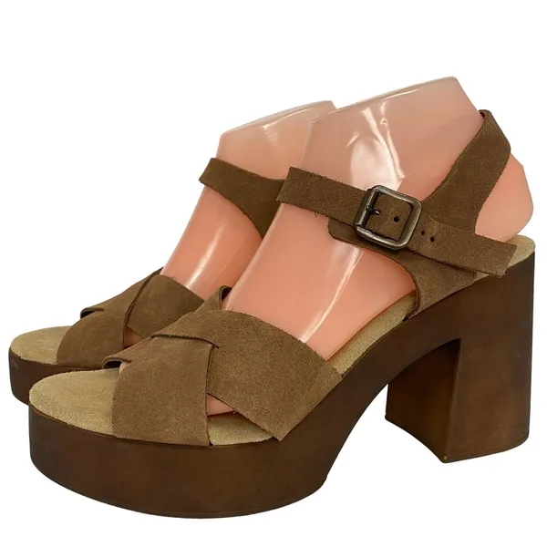 Bionatura Women Slingback Sandals Block Heels Size 9 Chunky Nostalgic Glam Indie - Image 2