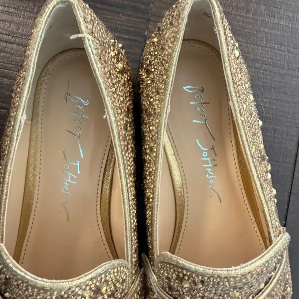 Betsey Johnson ARON Gold Rhinestone Penny‎ Loafers Glass Crystal Shoes 5M Girl - Image 7