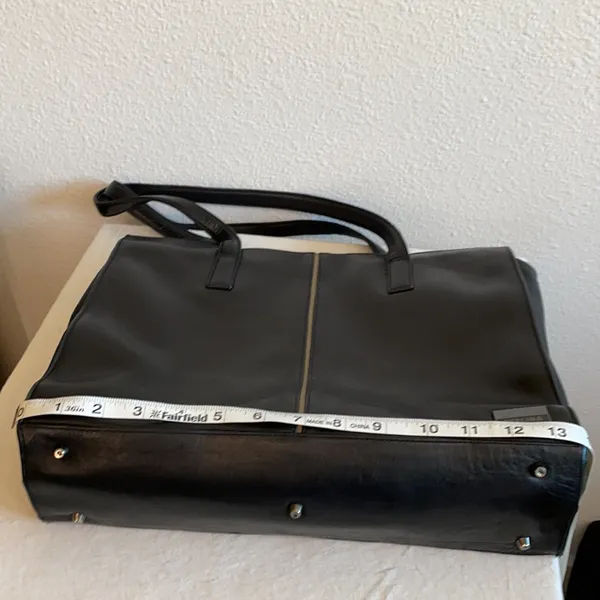 Perlina Black Leather Work Tote handbag - Image 5