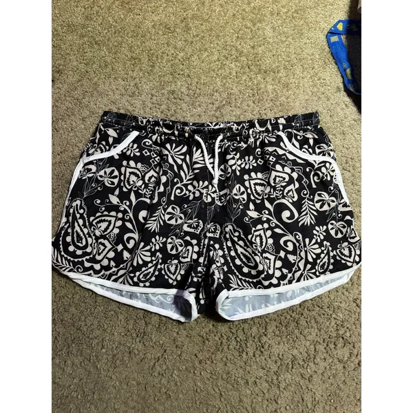 Unbranded‎ Womens Black White Paisley Board Shorts Dolphin Hem Drawstring XL 2XL - Image 2