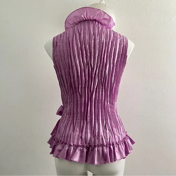 Vintage Lavish Lilac exaggerated Ruffled Blouse top size XLARGE NWOT - Image 6