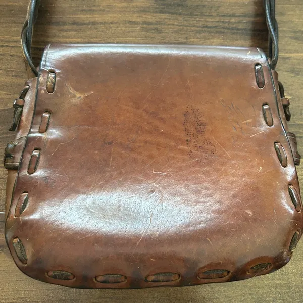 Vintage Leather Crossbody Bag Brown Braided Strap Boho Retro Rustic 60s 70s‎ - Image 8