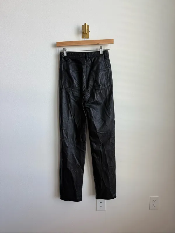 Aritzia Wilfred The Melina Pant Black Vegan Leather Straight Leg Size 0 - Image 10
