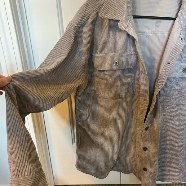 Corduroy Button Up Jacket Gray Size L - Image 3