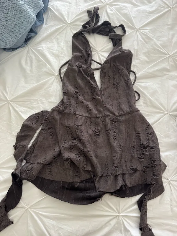Brown Halter Top Mini Dress - Image 2