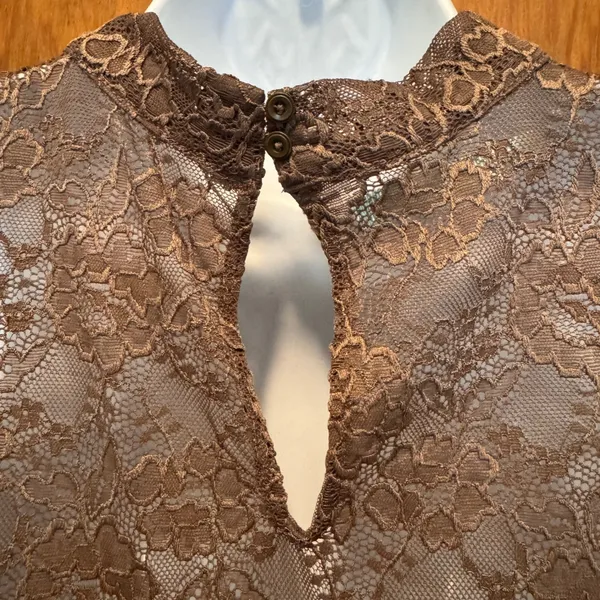 Maurice's Lace‎ Sheer Coquette Flowy Ruffle High Neck Top Fairy Whimsical Whimsigoth M - Image 5