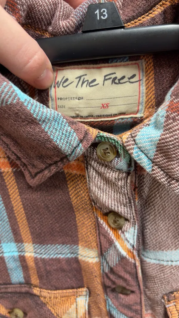 We The Free Vintage Crush Plaid Shirt Brown Combo - Image 5