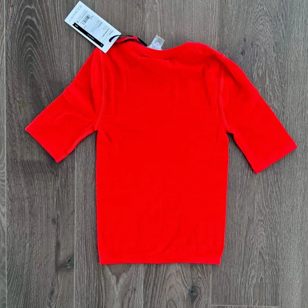 CALIA Seamless Crop Tee Elbow Sleeve Red XS Ribbed Sporty NEW - Image 5