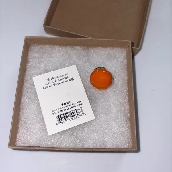 Hallmark Glass Orange & Green Pumpkin Charm - Image 2