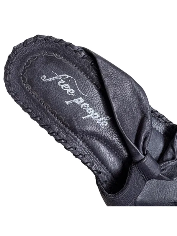 Free People Leather Bailey Slip-On Sandals Navy Size 7.5 - Image 3