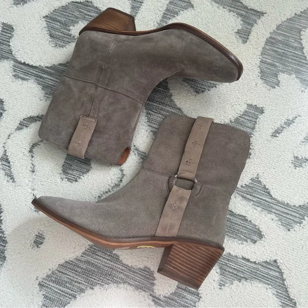 Lucky Brand Western Boho Kamaree Booties in Taupe Beige Suede Size 9 NEW - Image 3